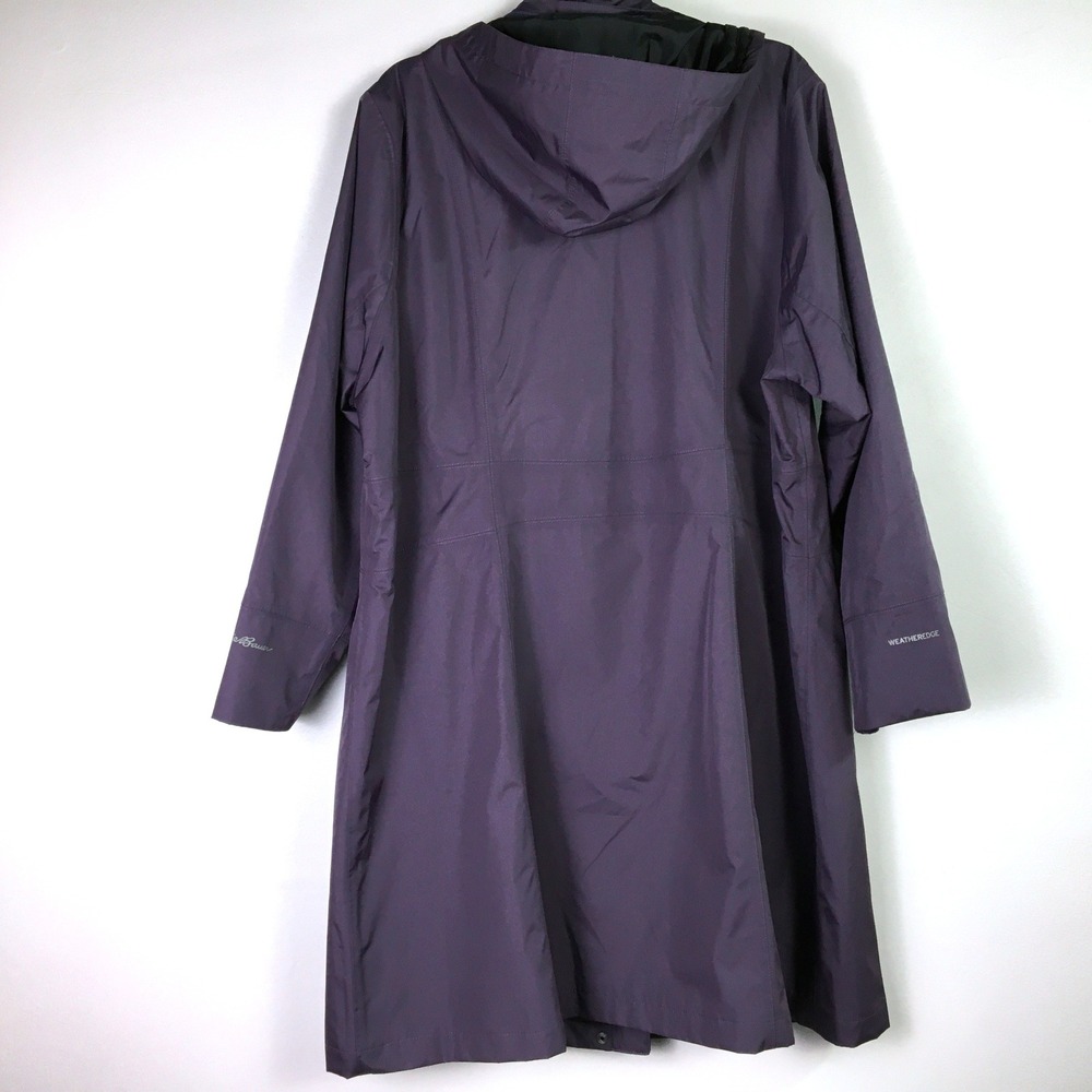 Eddie Bauer Girl On The Go Purple Hooded Rain Trench Coat Jacket 7346 Plum 2X - Picture 4 of 11